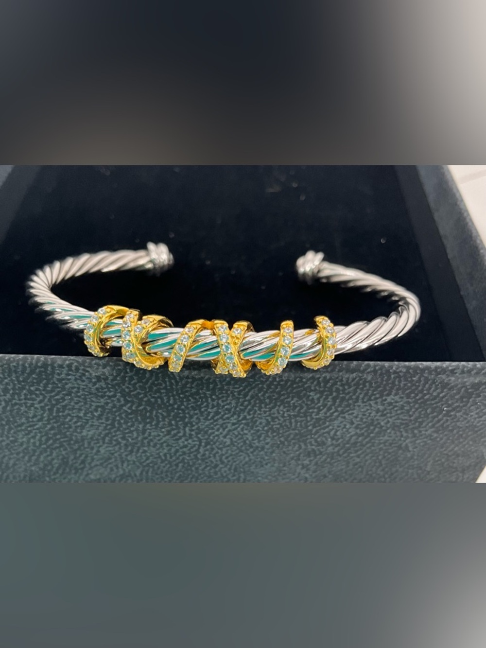 David Yurman Sterling Silver Station Cable Bracelet 7 “